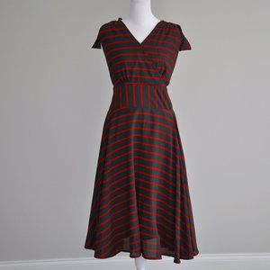 Dark Green and red stripes Dress